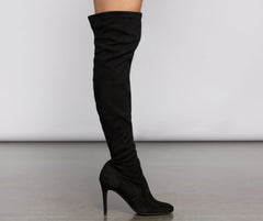Essential Faux Suede Stiletto Thigh High Boots Newgew