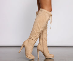 Faux Suede Over The Knee Stiletto Boots Newgew