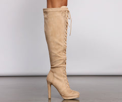 Faux Suede Over The Knee Stiletto Boots Newgew