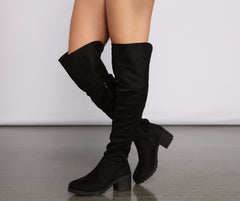 Faux Suede Over The Knee Lug Sole Boots Newgew