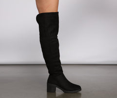 Faux Suede Over The Knee Lug Sole Boots Newgew