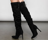Run This Town Lace-Up Scrunched Boots Newgew
