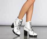 Gemstone Babe Faux Leather Lug Boots Newgew