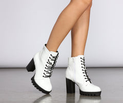 Gemstone Babe Faux Leather Lug Boots Newgew