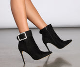 Rhinestone Buckle Stiletto Booties Newgew