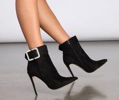 Rhinestone Buckle Stiletto Booties Newgew