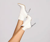 Moving On Faux Leather Lucite Booties Newgew