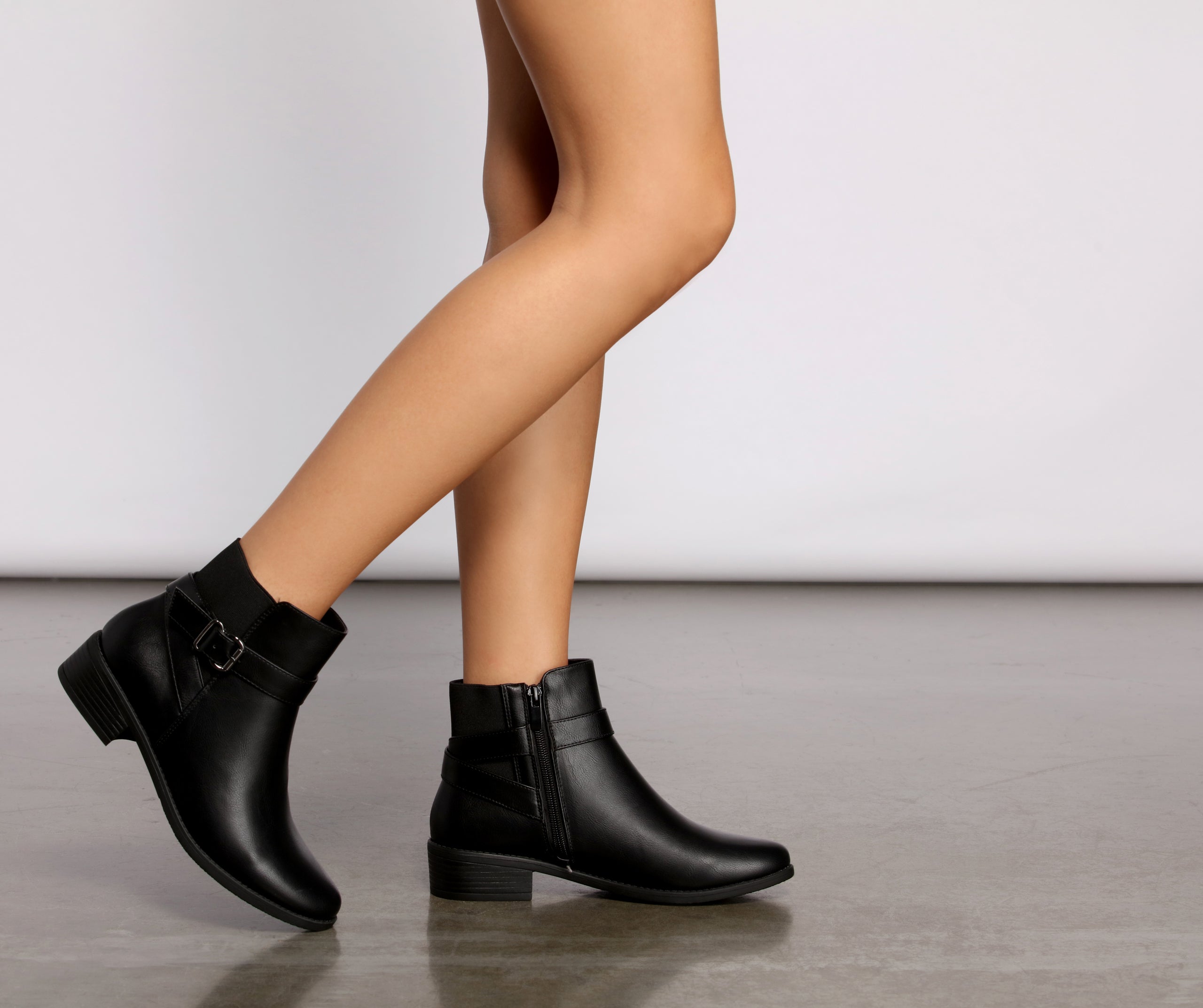 Stacked on Style Faux Leather Ankle Booties Newgew