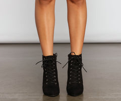 Essential Faux Suede Lace Up Booties Newgew