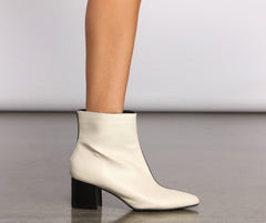 Dual Tone Faux Leather Pointed Toe Booties Newgew