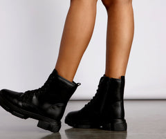 Faux Leather Combat Lug Sole Booties Newgew