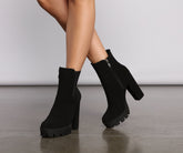 Effortlessly Edgy Block Heel Booties Newgew