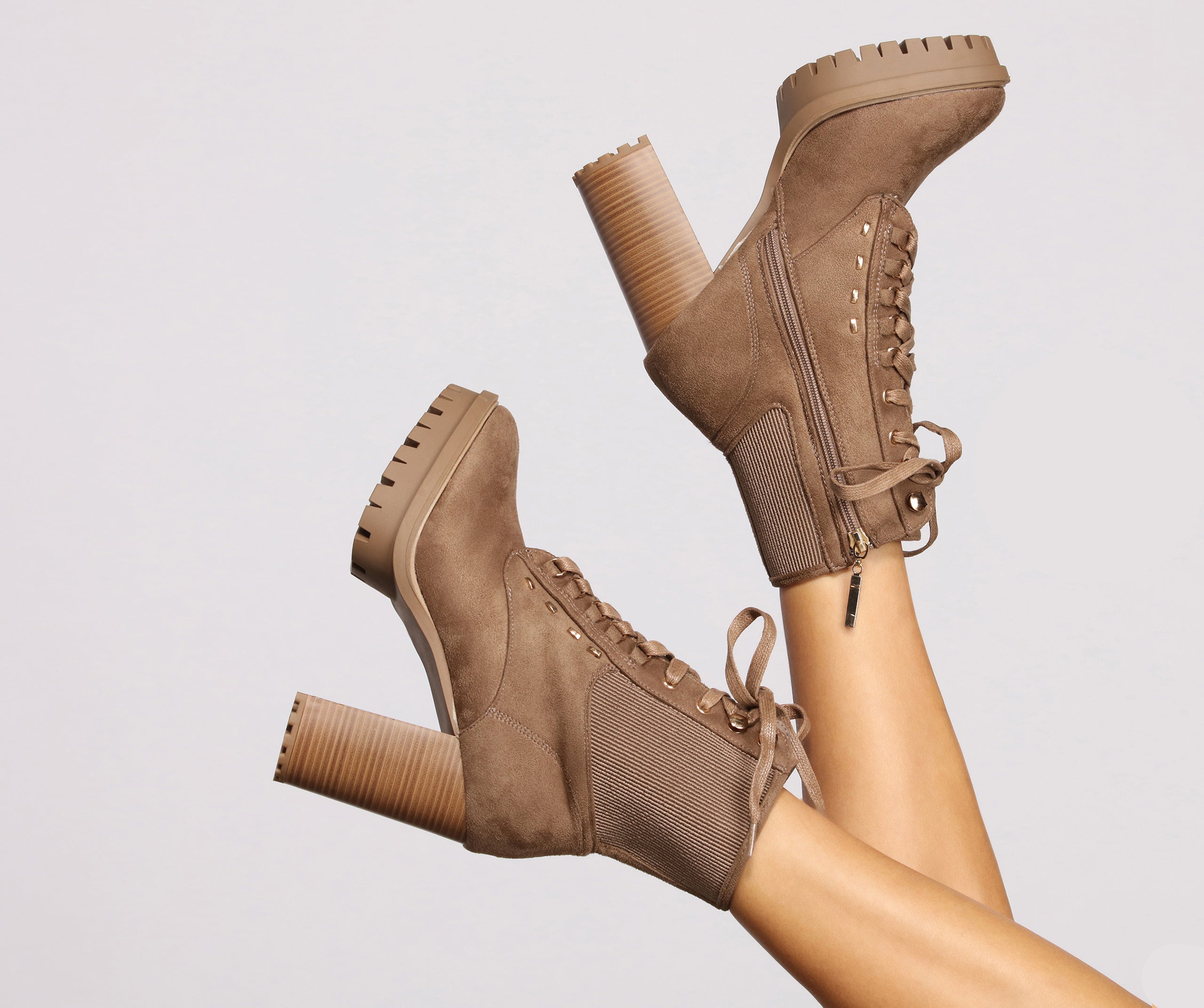 Slay In Faux Suede Lug Sole Booties Newgew