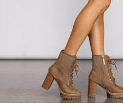 Slay In Faux Suede Lug Sole Booties Newgew