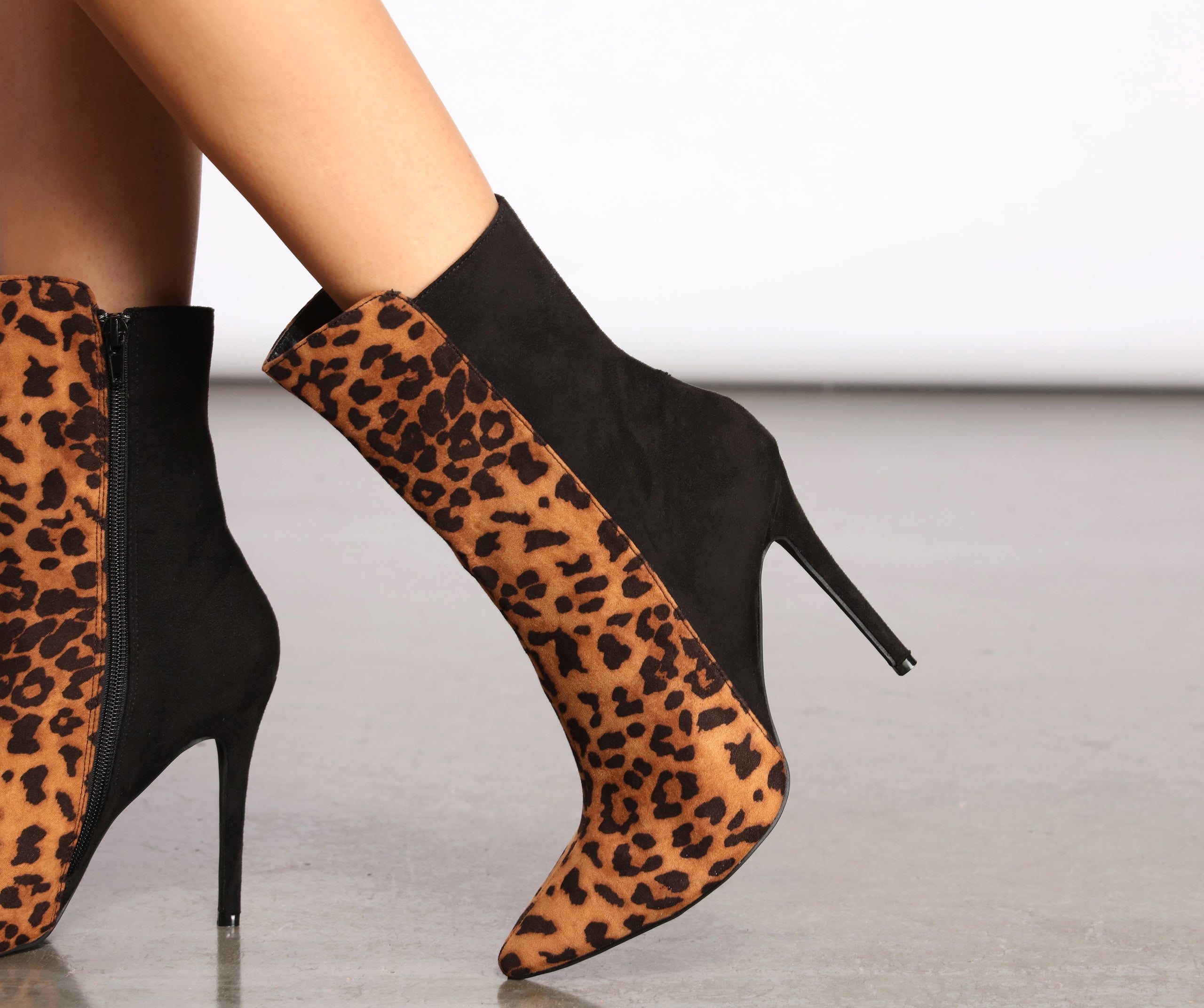 On Point 50 and 50 Leopard Stiletto Booties Newgew