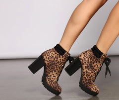 Feline Fierce Block Heel Combat Booties Newgew