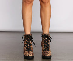 Feline Fierce Block Heel Combat Booties Newgew