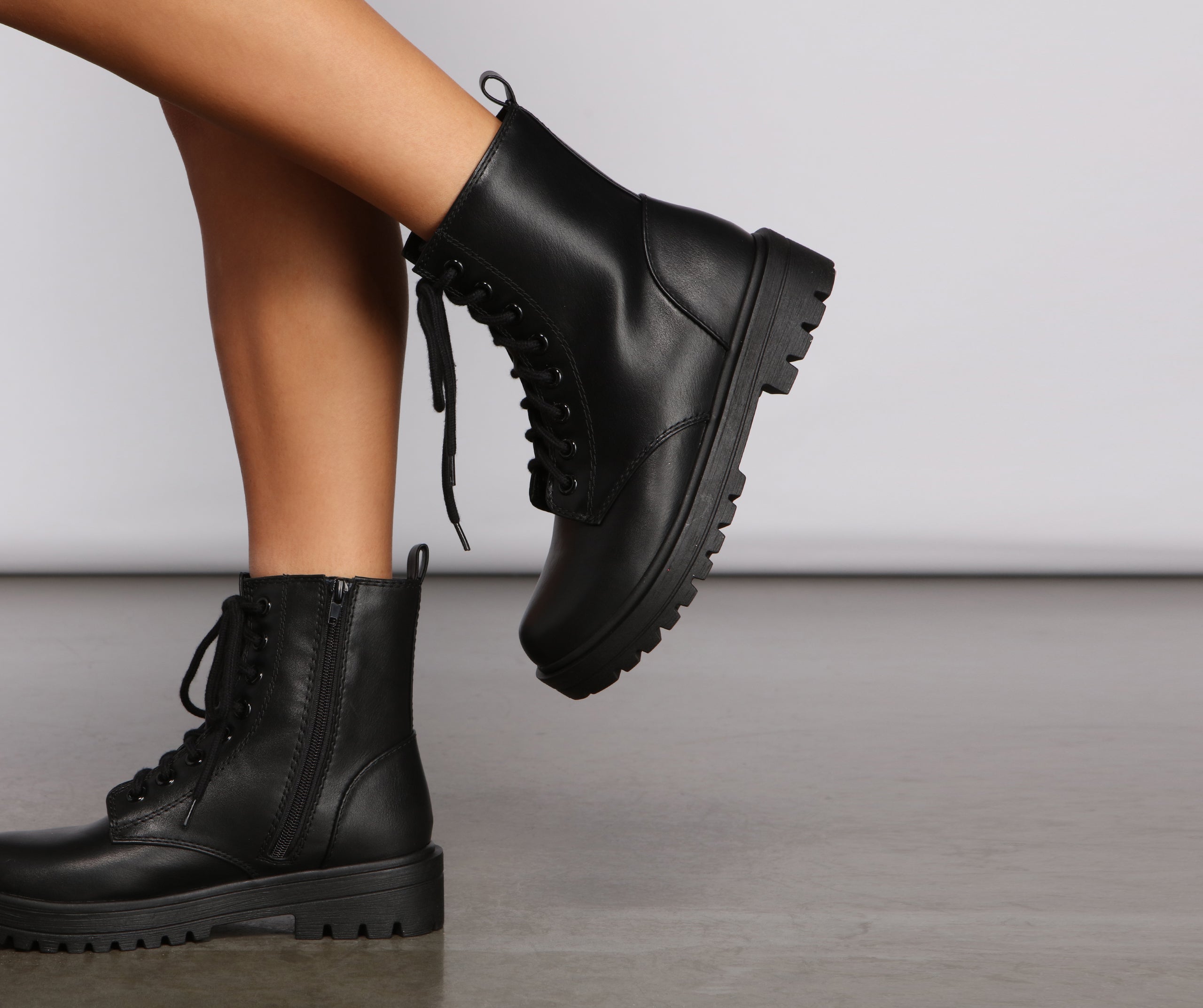 Add Some Edge Faux Leather Combat Booties Newgew