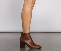 Faux Leather Stacked Block Heel Booties Newgew