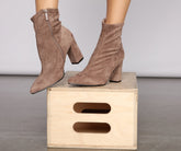 Faux Suede Pointed Toe Sock Booties Newgew