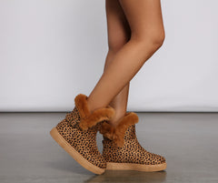 Cheetah Print Faux Suede Booties Newgew