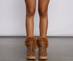 Cheetah Print Faux Suede Booties Newgew