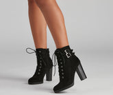 Edge It Up Buckle Strap Lace-Up Booties Newgew