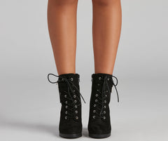 Edge It Up Buckle Strap Lace-Up Booties Newgew