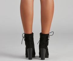 Edge It Up Buckle Strap Lace-Up Booties Newgew