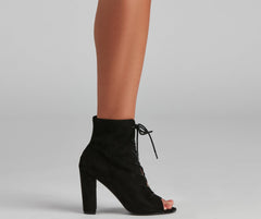 Perfect Peep Lace-Up Booties Newgew
