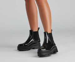 One True Lug Patent Chunky Boots Newgew