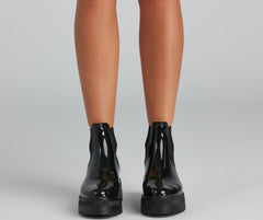 One True Lug Patent Chunky Boots Newgew