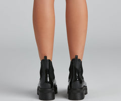 One True Lug Patent Chunky Boots Newgew