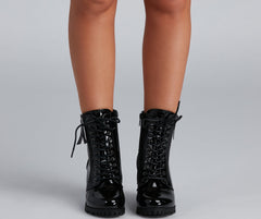 Stylin' In Lug Patent Leather Boots Newgew