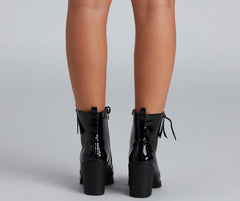 Stylin' In Lug Patent Leather Boots Newgew