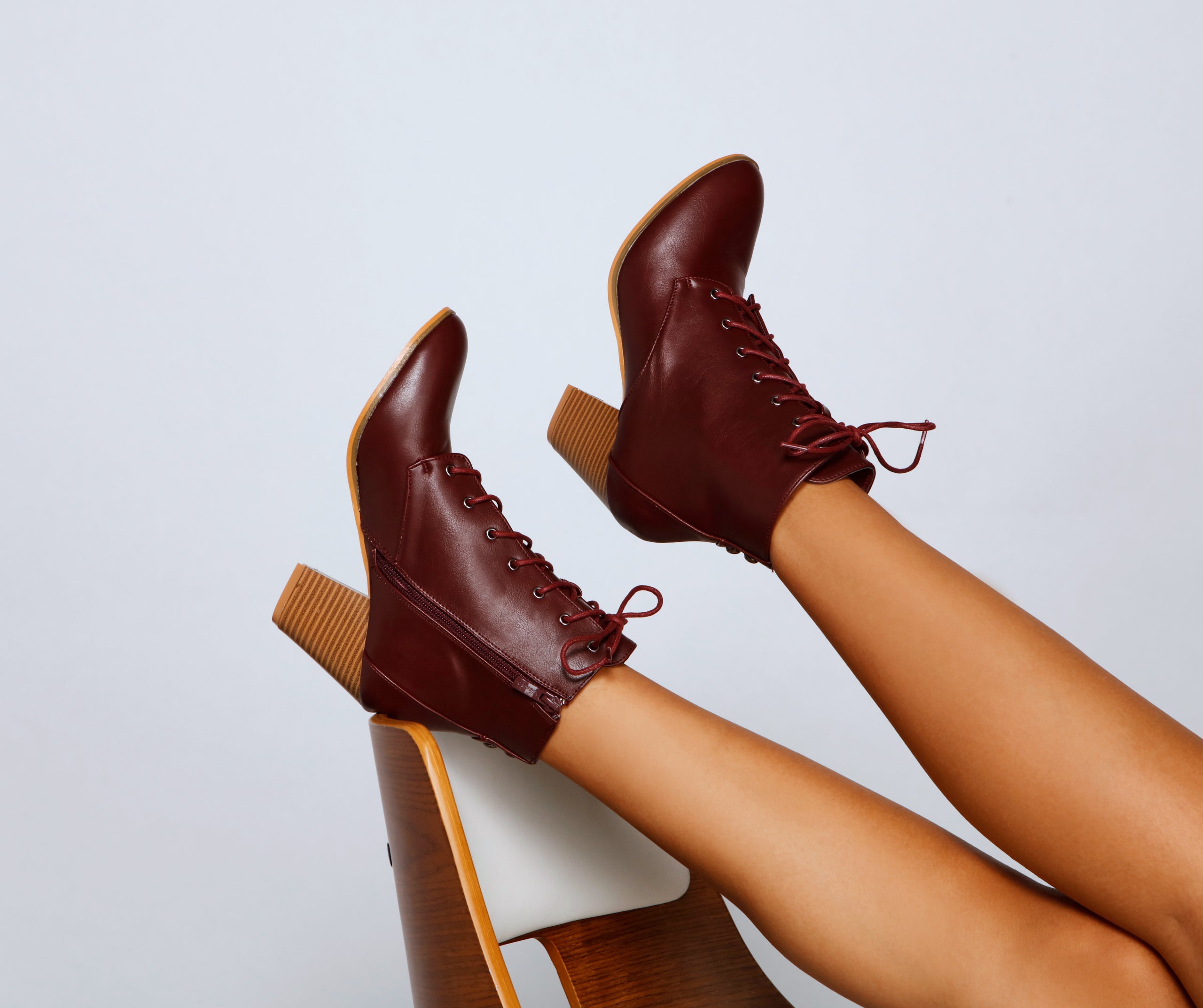 Cozy Cutie Lace-Up Block Heel Booties Newgew