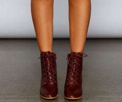 Cozy Cutie Lace-Up Block Heel Booties Newgew