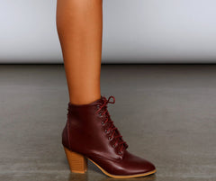 Cozy Cutie Lace-Up Block Heel Booties Newgew