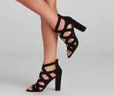 Lattice Work Nubuck Block Heel Booties Newgew