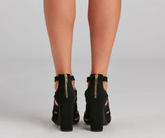 Lattice Work Nubuck Block Heel Booties Newgew