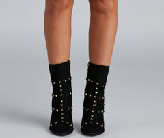 Hey Stud Caged Stiletto Booties Newgew