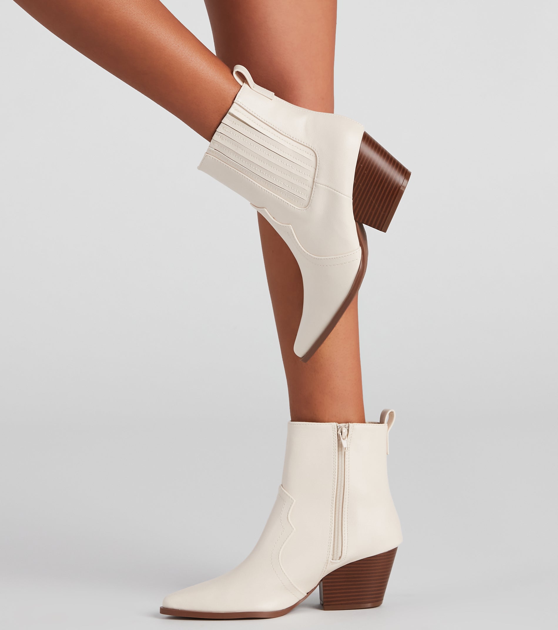 Country Kicks Faux Leather Block Booties Newgew