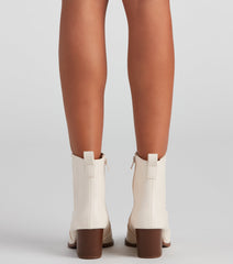 Country Kicks Faux Leather Block Booties Newgew