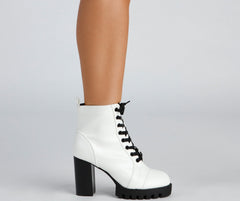 Feelin' Bold Lace-Up Booties Newgew