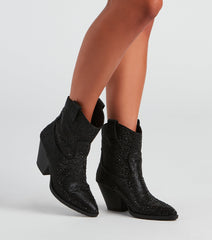 Glitzy Rhinestone Western Booties Newgew