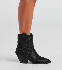 Glitzy Rhinestone Western Booties Newgew