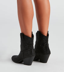 Glitzy Rhinestone Western Booties Newgew
