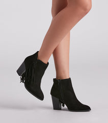 Trendy Strut Fringe Ankle Booties Newgew