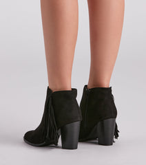 Trendy Strut Fringe Ankle Booties Newgew