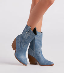 Trendy Country Style Western Denim Booties Newgew